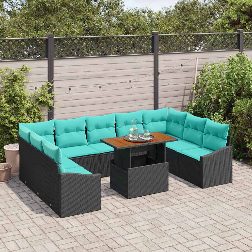 Tuinbankenset 10 st 9-Aantal zitplaatsen Zwart en Teal
