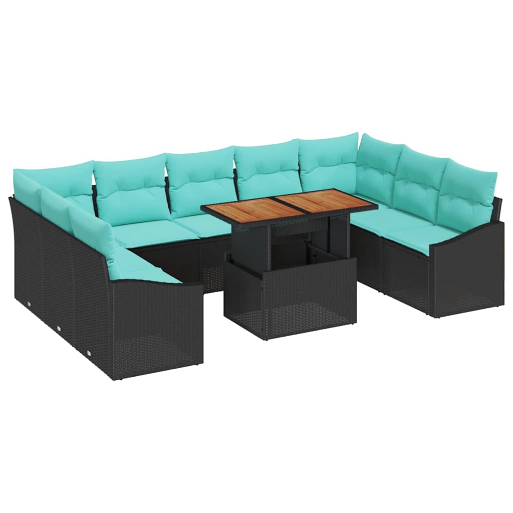Tuinbankenset 10 st 9-Aantal zitplaatsen Zwart en Teal
