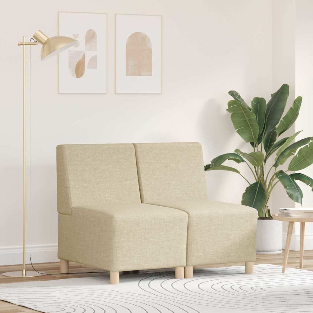 Modulaire Bankeenheid Armlos 2 st Crème Stof