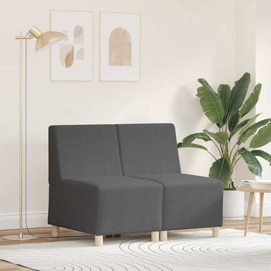Modulaire Bankeenheid Armlos 2 st Donkergrijs Katoen Stof