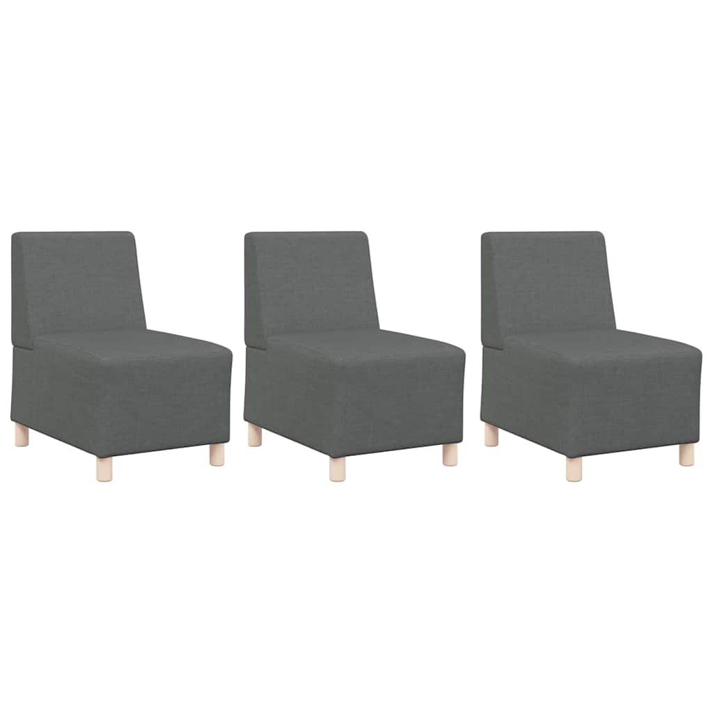 Modulaire Bankeenheid Armlos 3 st Donkergrijs Stof