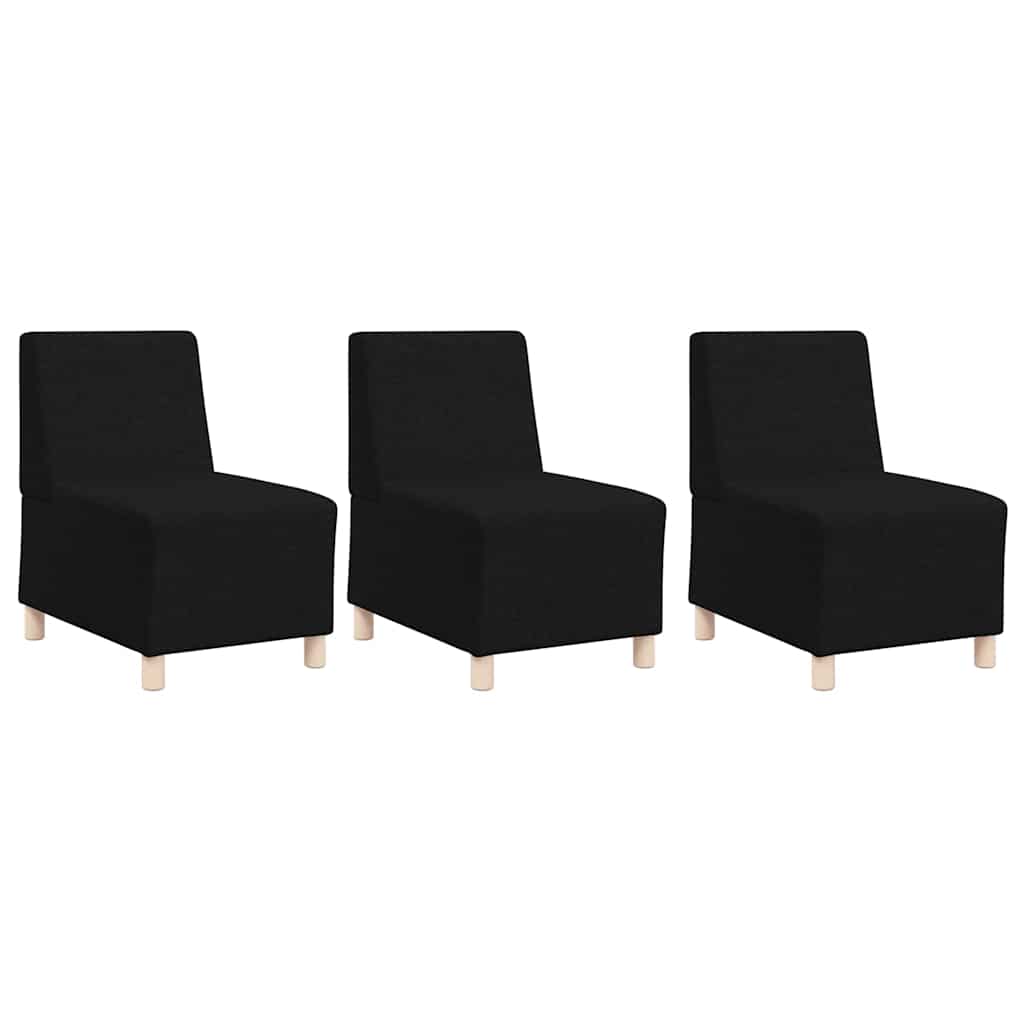 Modulaire Bankeenheid Armlos 3 st Zwart Stof