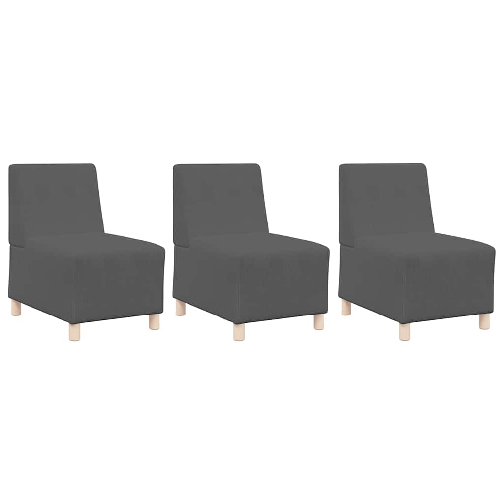 Modulaire Bankeenheid Armlos 3 st Donkergrijs Katoen Stof