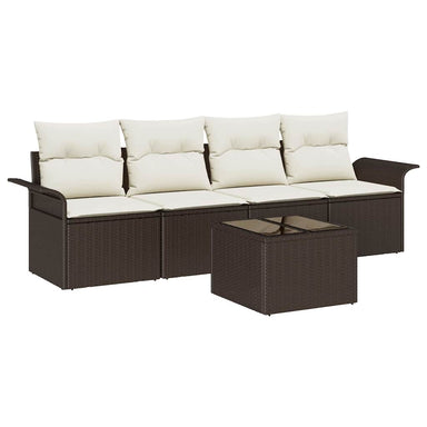 Tuin Sofa Set 5 st Bruin en Crème poly rattan
