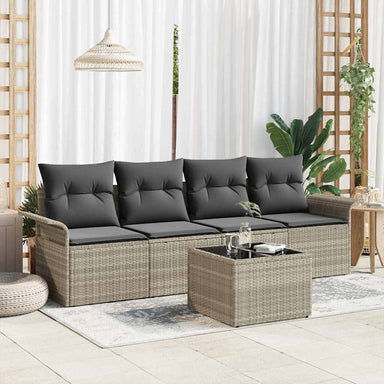 Tuin Sofa Set 5 st Licht Grijs en Donker Grijs poly rattan
