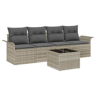 Tuin Sofa Set 5 st Licht Grijs en Donker Grijs poly rattan