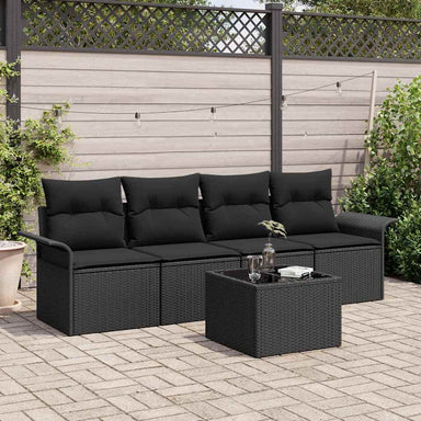 Tuin Sofa Set 5 st Zwart poly rattan