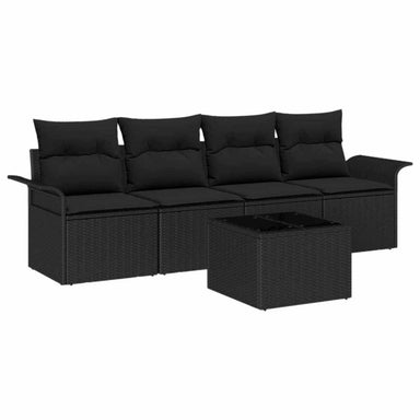Tuin Sofa Set 5 st Zwart poly rattan