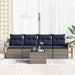 Tuin Sofa Set 5 st Grijs en Marineblauw poly rattan