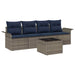 Tuin Sofa Set 5 st Grijs en Marineblauw poly rattan