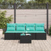 Tuin Sofa Set 5 st Zwart en Turquoise poly rattan