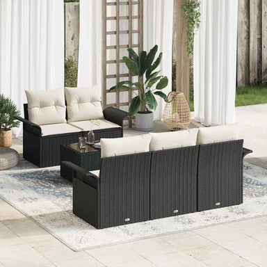 Tuin Sofa Set 6 st 5-Aantal zitplaatsen Zwart en Crème
