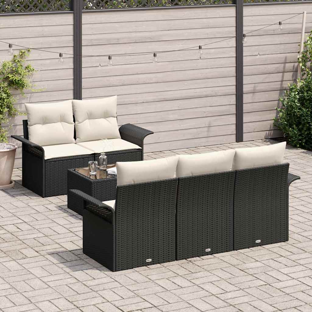 Tuin Sofa Set 6 st 5-Aantal zitplaatsen Zwart en Crème