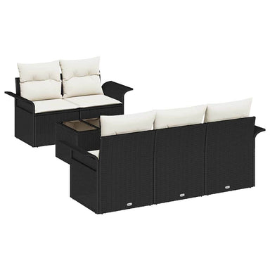 Tuin Sofa Set 6 st 5-Aantal zitplaatsen Zwart en Crème