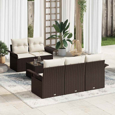 Tuin Sofa Set 6 st 5-Aantal zitplaatsen Bruin en Crème