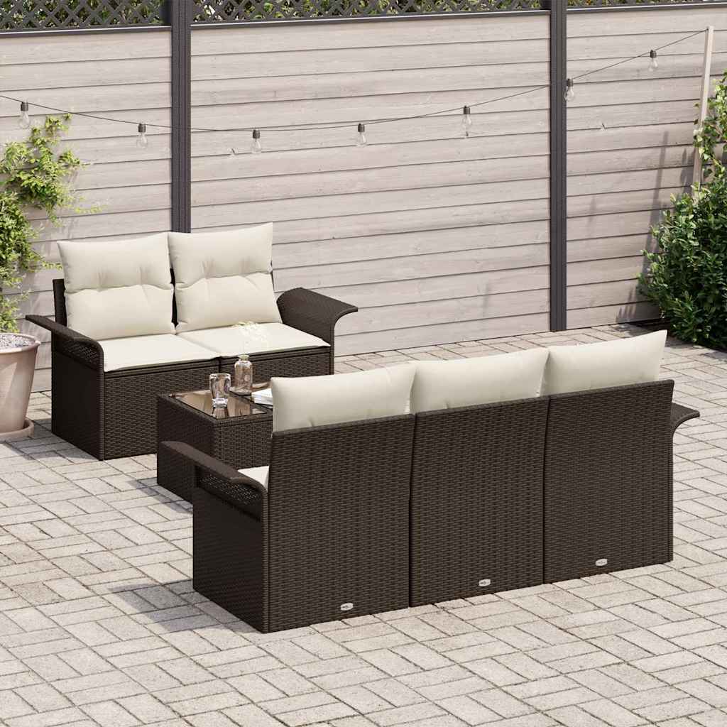 Tuin Sofa Set 6 st 5-Aantal zitplaatsen Bruin en Crème