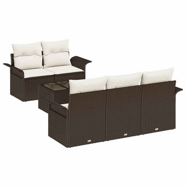 Tuin Sofa Set 6 st 5-Aantal zitplaatsen Bruin en Crème