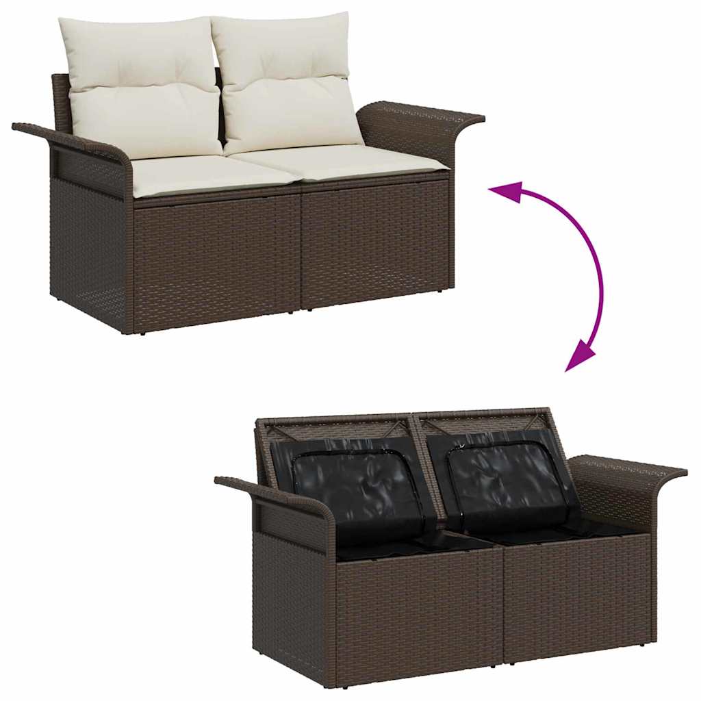Tuin Sofa Set 6 st 5-Aantal zitplaatsen Bruin en Crème