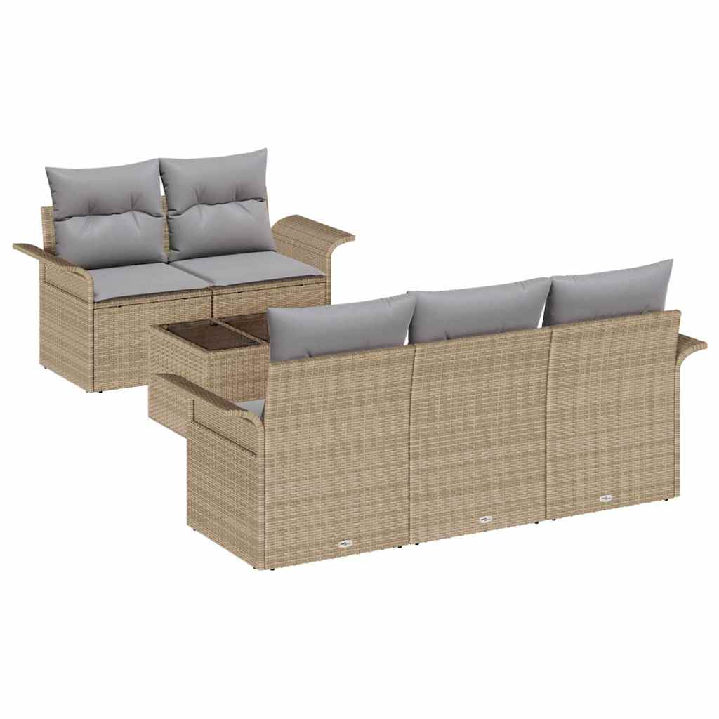 Tuin Sofa Set 6 st 5-Aantal zitplaatsen Beige en Grijs