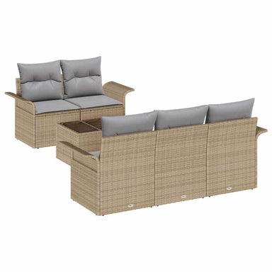 Tuin Sofa Set 6 st 5-Aantal zitplaatsen Beige en Grijs
