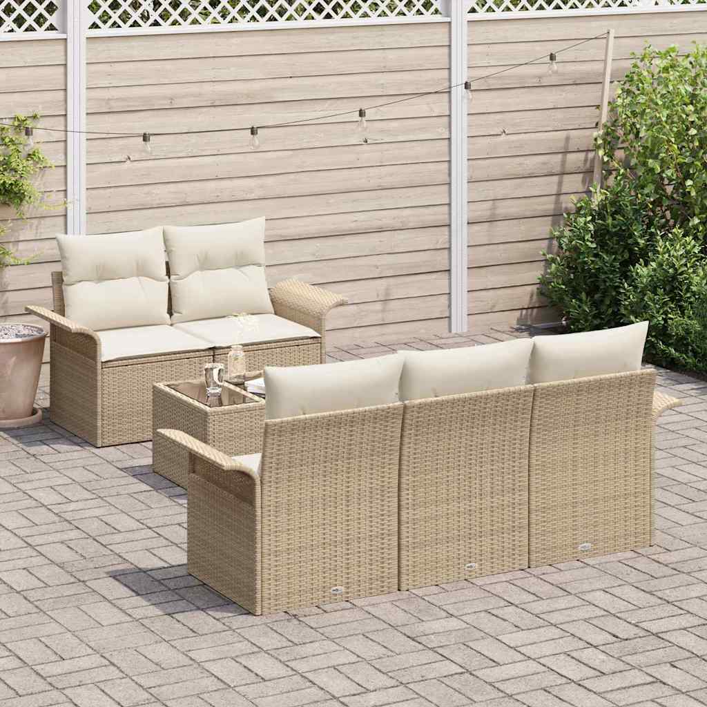 Tuin Sofa Set 6 st 5-Aantal zitplaatsen Beige en Crème