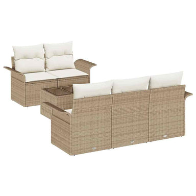 Tuin Sofa Set 6 st 5-Aantal zitplaatsen Beige en Crème