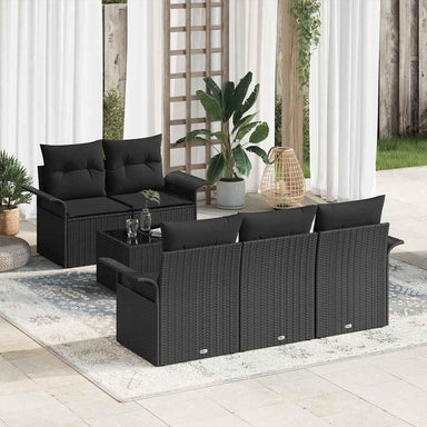 Tuin Sofa Set 6 st 5-Aantal zitplaatsen Zwart