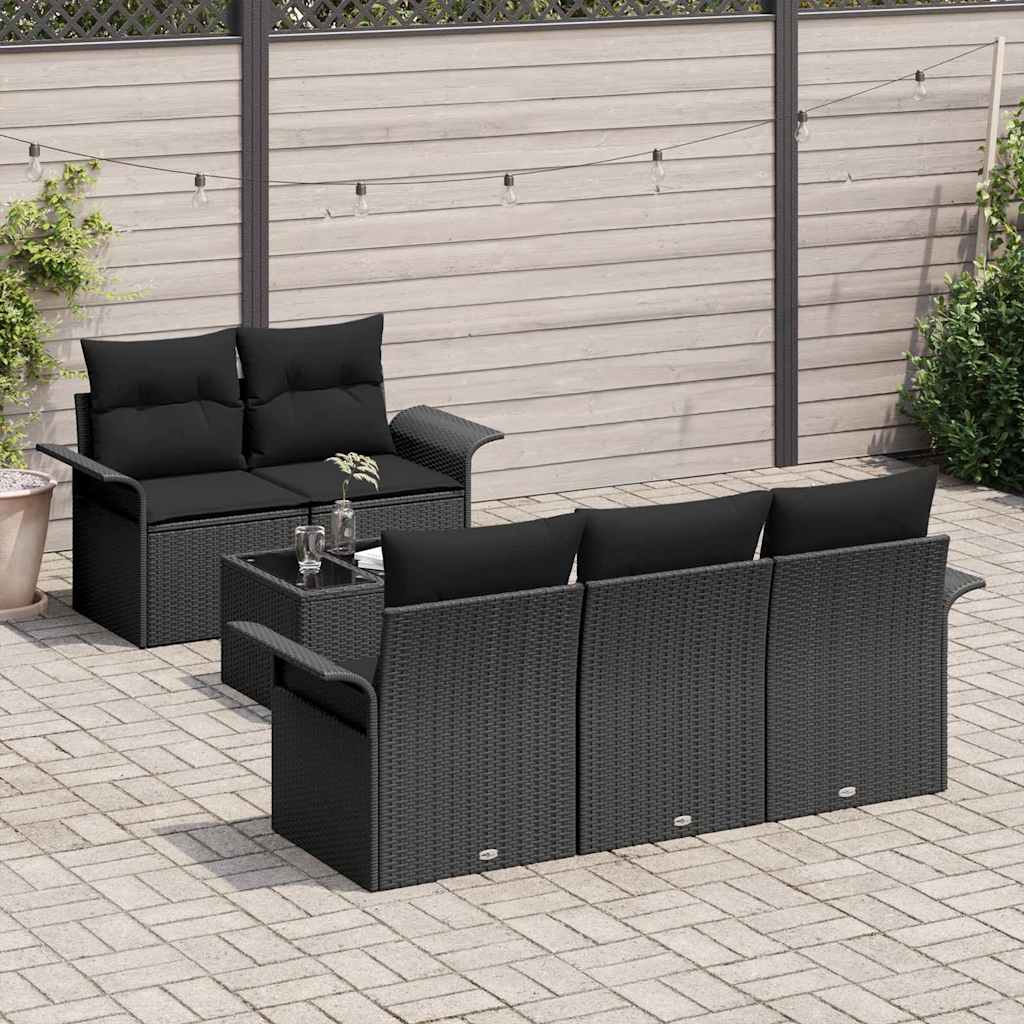 Tuin Sofa Set 6 st 5-Aantal zitplaatsen Zwart