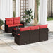 Tuin Sofa Set 6 st Beige en Rood poly rattan
