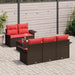 Tuin Sofa Set 6 st Beige en Rood poly rattan