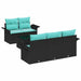 Tuin Sofa Set 6 st Zwart en Turquoise poly rattan