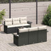 Tuinbankenset 7 st Zwart en Crème poly rattan