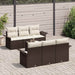 Tuinbankenset 7 st Bruin en Crème poly rattan