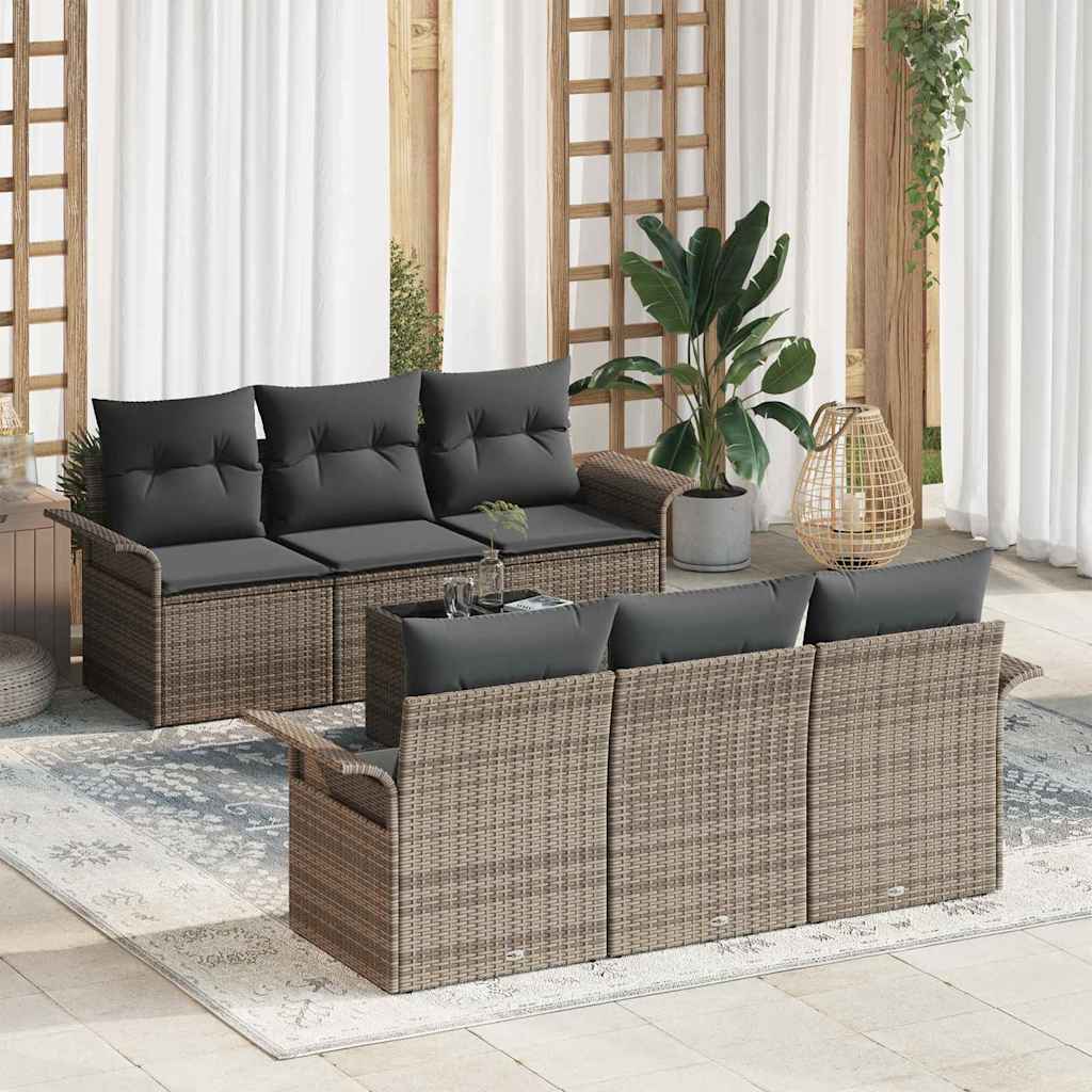Tuinbankenset 7 st Grijs poly rattan