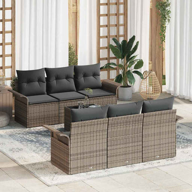 Tuinbankenset 7 st Grijs poly rattan