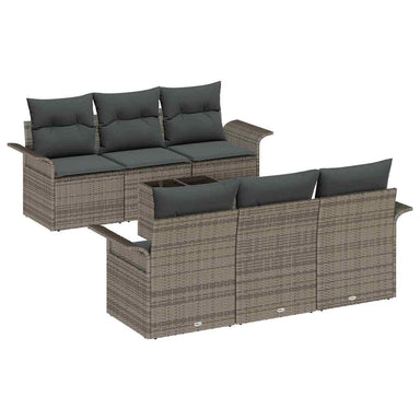 Tuinbankenset 7 st Grijs poly rattan