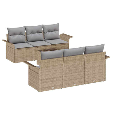 Tuinbankenset 7 st Beige en Grijs poly rattan
