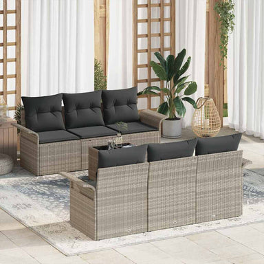 Tuinbankenset 7 st Licht Grijs en Donker Grijs poly rattan