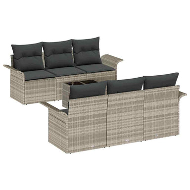 Tuinbankenset 7 st Licht Grijs en Donker Grijs poly rattan