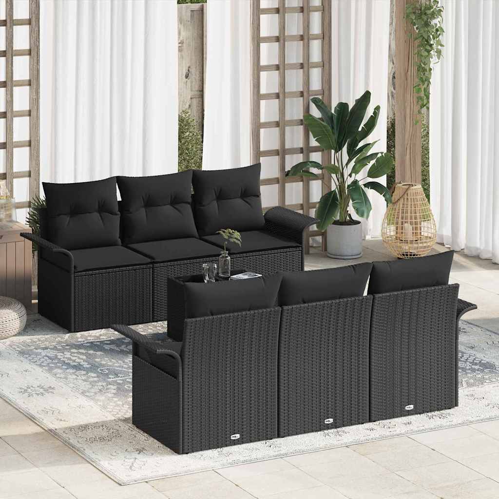 Tuinbankenset 7 st Zwart poly rattan