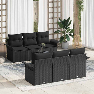 Tuinbankenset 7 st Zwart poly rattan