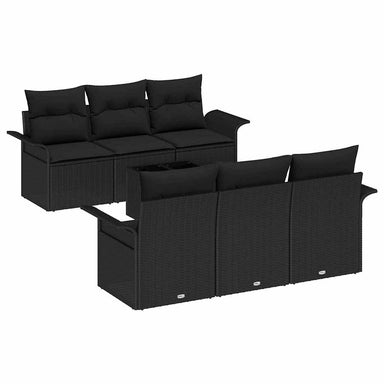 Tuinbankenset 7 st Zwart poly rattan