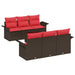 Tuin Sofa Set 7 st Beige en Rood poly rattan