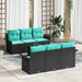 Tuin Sofa Set 7 st Zwart en Turquoise poly rattan