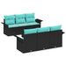 Tuin Sofa Set 7 st Zwart en Turquoise poly rattan