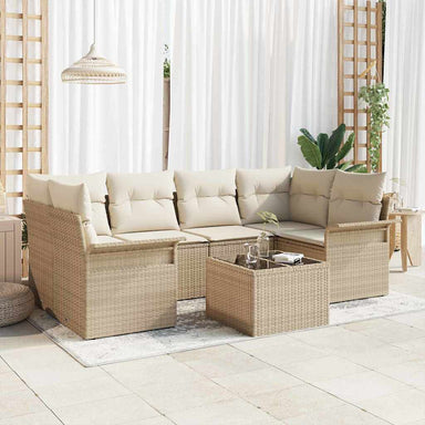 Tuin Sofa Set 7 pcs Beige en Crème 55 x 55 x 37 cm poly rattan