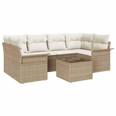 Tuin Sofa Set 7 pcs Beige en Crème 55 x 55 x 37 cm poly rattan