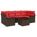 Tuin Sofa Set 7 st Beige en Rood poly rattan