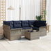 Tuin Sofa Set 7 st Grijs en Marineblauw poly rattan