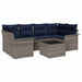 Tuin Sofa Set 7 st Grijs en Marineblauw poly rattan